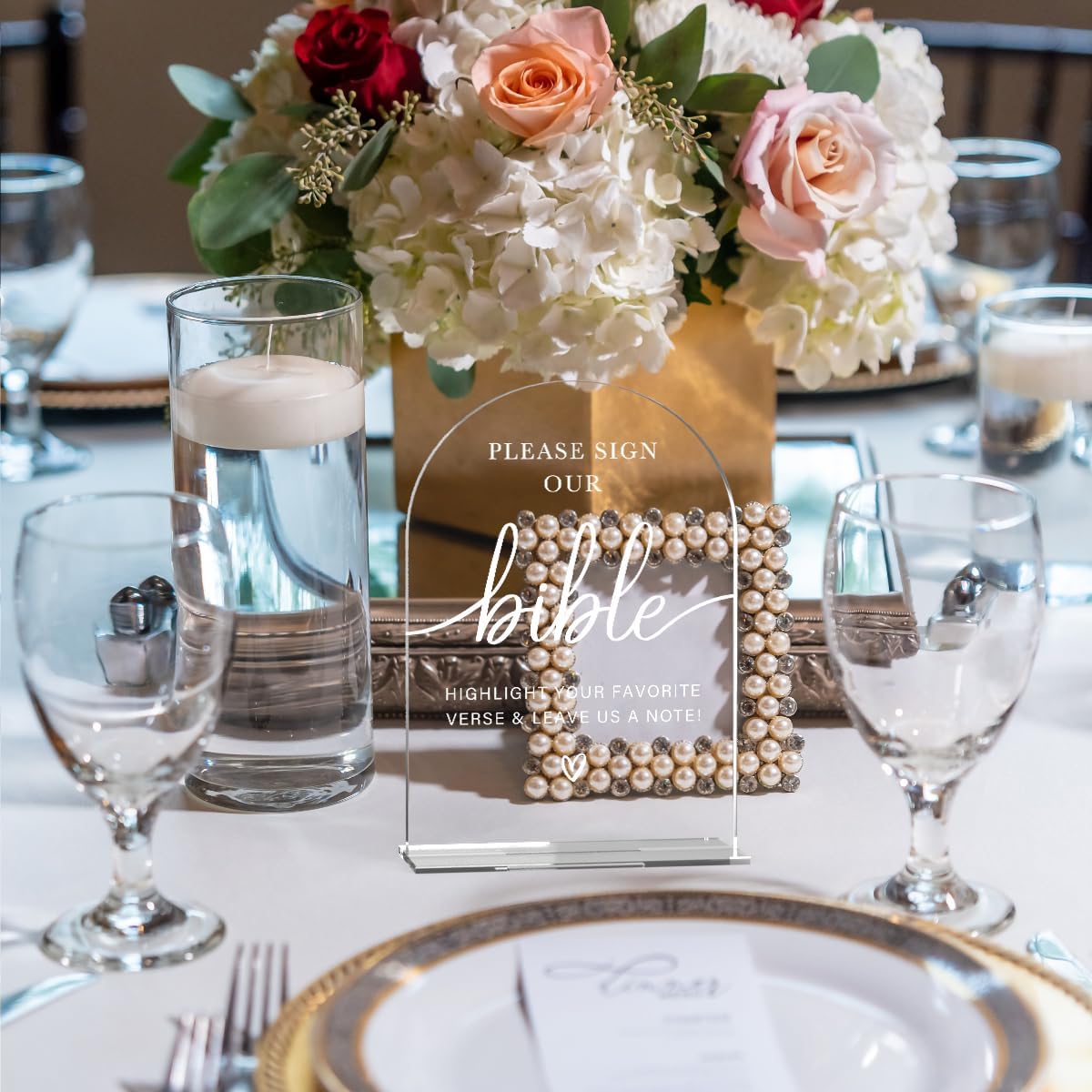 Acrylic Wedding Sign Wedding Signs for Ceremony Please Sign Our Bible Sign for Wedding Modern Calligraphy Arch Acrylic Table Top Sign for Wedding Reception and Event Party Table