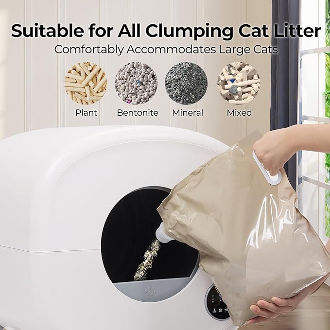 Automatic Cat Litter Box Self Cleaning for Multiple Cats – XL Smart Litter Box with App Control, Odor-Free Waste Disposal, Quiet Operation, Safety Sensors, Compatible with Clumping Litter-PawvioPets