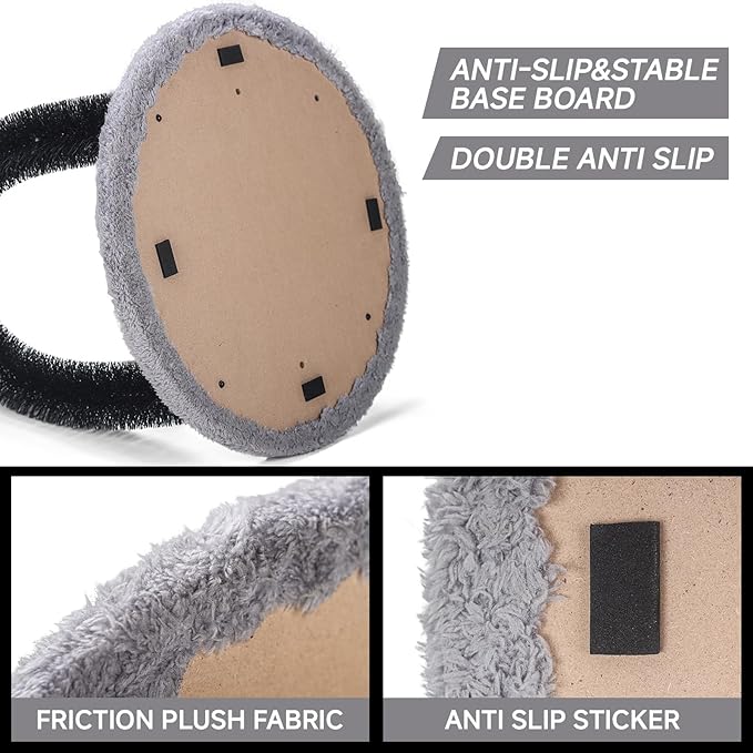 Cat Arch Self Groomer Massager, Kitty Grooming Brush with 2 Brushes and Heavy Plush Base, Cat Face and Back Scratchers, Scratching Post for Indoor and Outdoor Cats with 2 Plush Balls-PawvioPets