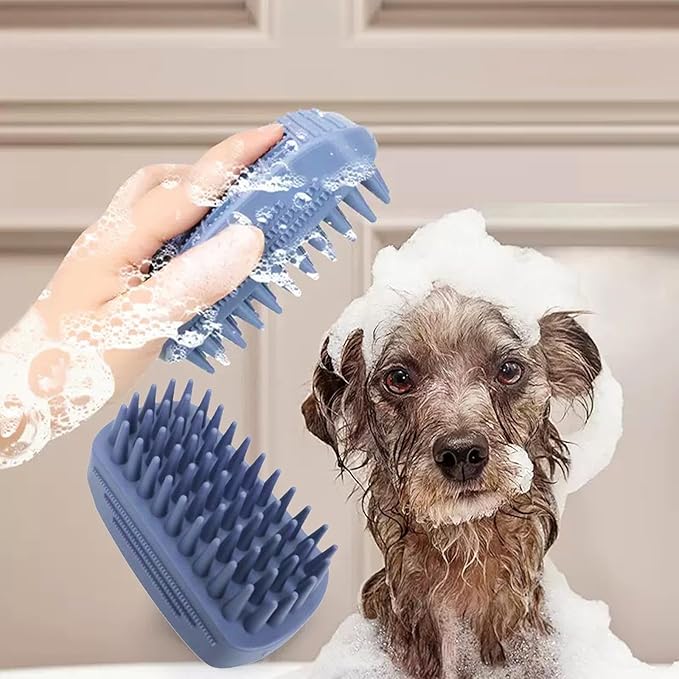 Dog Brush Kit for Grooming Short & Long Haired Dogs & Cats, 4-in-1 Pet Grooming Set with Self-Cleaning Slicker Brush, Deshedding Tool, Shampoo Bath Comb, Massge Comb (White Black)-PawvioPets