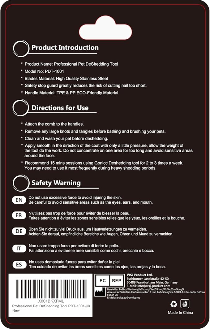 Gonicc PDT- 1001 Professional Pet De Shedding comb Tool Blue-PawvioPets