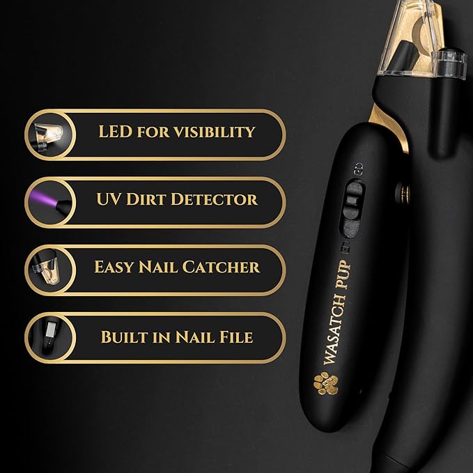 3-in-1 Dog Nail Trimmers and Pet Nail Clippers - Professional Grade with Stainless Steel Blades, LED & UV Light, and Nail Filer for Safety & Precise Toenail Pet Grooming - S to M Dogs-PawvioPets