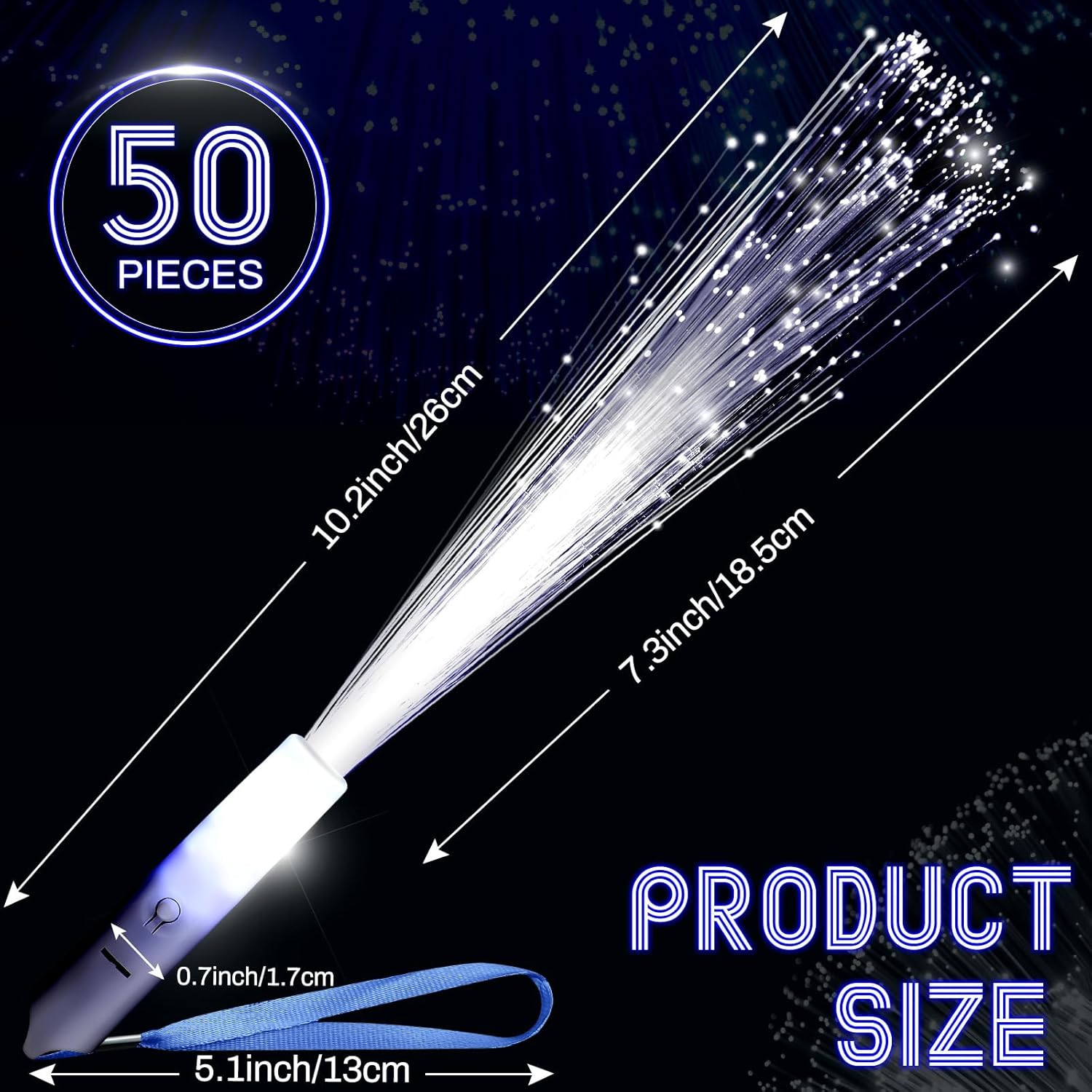 100 Pcs White Fiber Optic Wands Bulk Wedding Sparklers Party Favors LED Light Glow Sticks with 3 Modes Long Flashing Glow for Birthday Wedding Bridal Shower Glow in the Dark Party Favors
