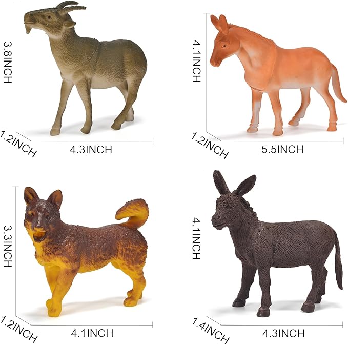 12 Pack Large Farm Animals Toys for Kids 3-5 Year Old Toddlers 1-3 Realistic Plastic Farm Animal Figures Playset Animal Poultry for Learning-PawvioPets