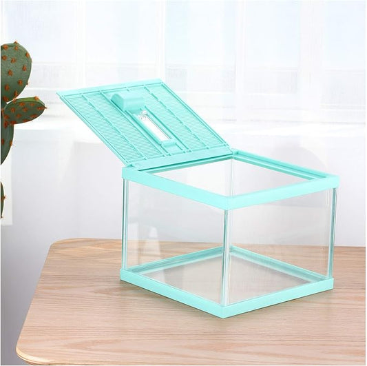 crapelles Reptile Terrarium Tank, Snail Jumping Spider Enclosure, Tarantula Insect Pet Box, Vivarium Tank for Hermit Crab Cricket Gecko Frog, Small Tortoise Habitat Cage (7.8x7.8x5.9 Inches) Green-PawvioPets