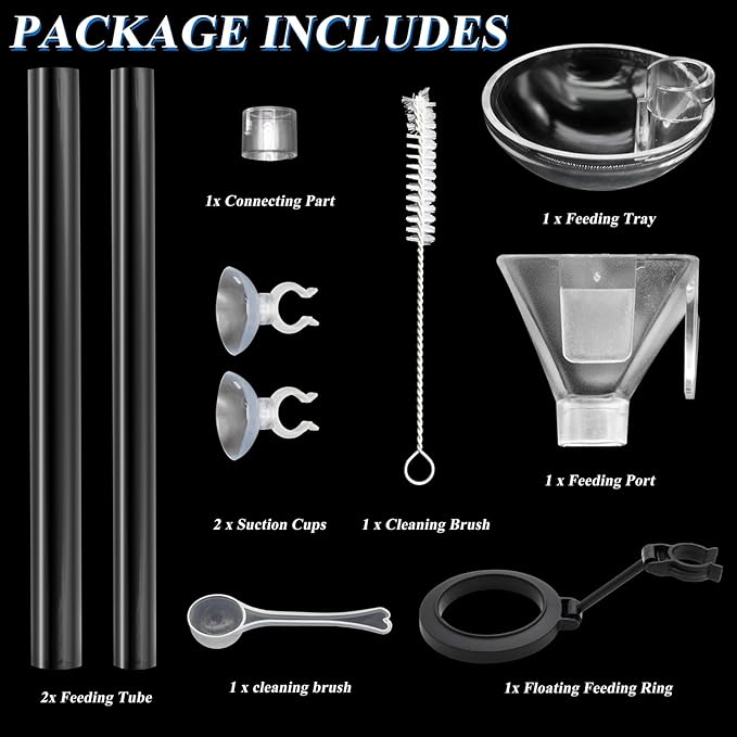 Aquarium Fish Shrimp Feeding Dish Set, Shrimp Feeding Dish Set, Transparent Shrimp Feeding Adjustable Tube with Feeding Ring, Cleaning Brush for Fish Tank and Preventing Food Scattering (Large)-PawvioPets