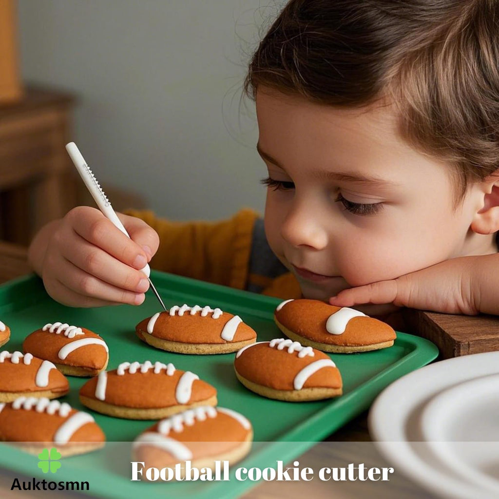 Football Cookie Cutter Set-6 Piece-4.5" 4.0" 3.5" 3.0" 2.5" 2"-Dishwasher Safe-Sports Cookie Cutters Bread and Fondant Baking Molds for Party