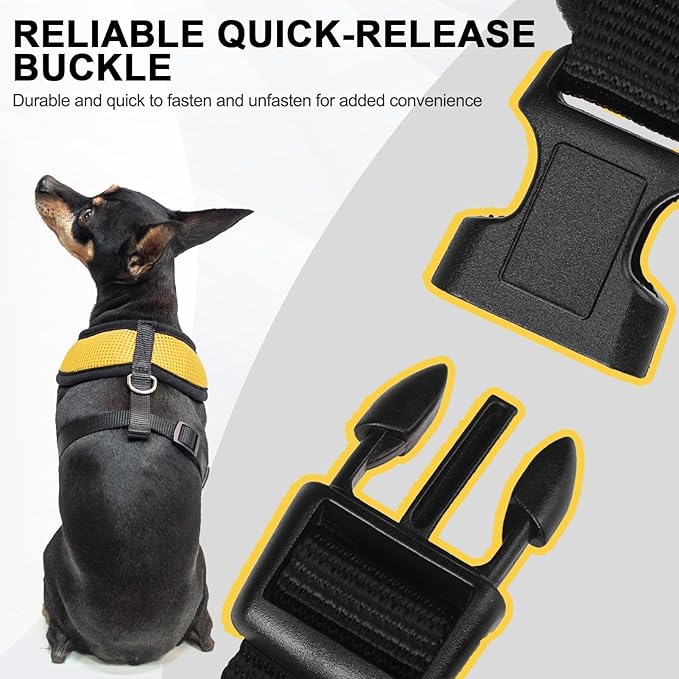 BINGPET No Pull Dog Harness,Soft Mesh Breathable All Weather Vest Harness,Safety Protection Design Durable Adjustable Step-in Easy Walk Dog Harness for Small Medium Large Dogs(Yellow,S)-PawvioPets