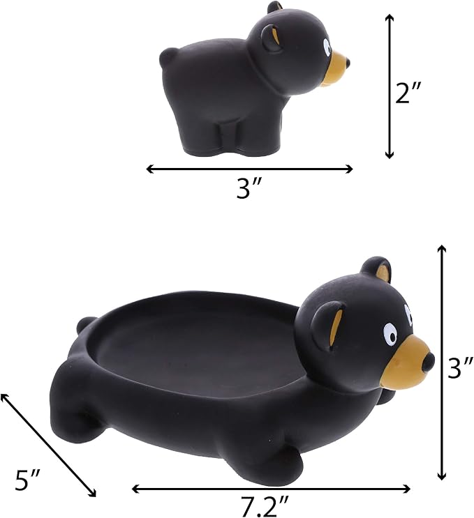 DolliBu Black Bear Animal Bath Toys - Family Animal Water Squirter for Kids, 4-Piece Kid and Baby Bathtub Toys, Fun Bath Time Children, Floating Bath Tub Decor, Rubber Animal Bath Toys, Squirt Toys-PawvioPets
