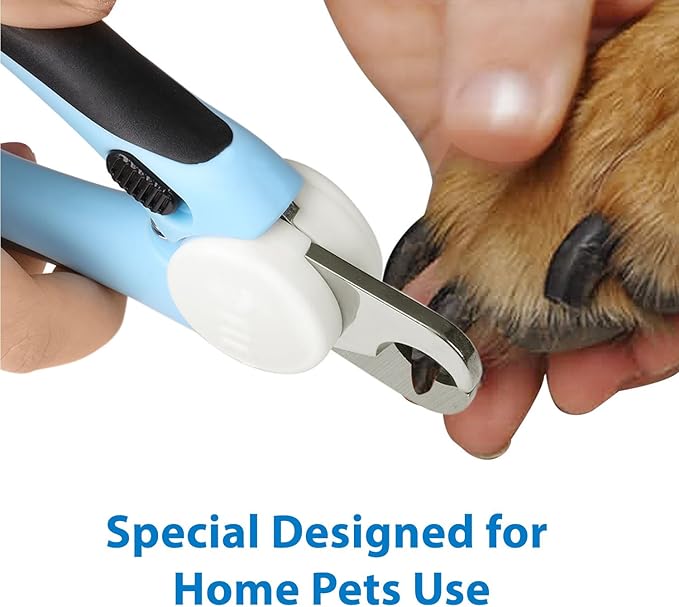Flexzion Dog Cat Nail Clipper and Trimmer, Pet Toe Claw Scissor Grooming Tool with Stainless Steel Blades File Easy Grip Handle Safety Guard Avoid Overcutting for Small Medium Large Breed Puppy, Blue-PawvioPets