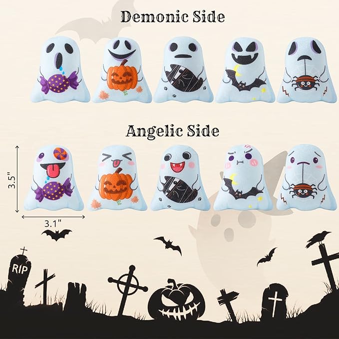 Dorakitten Catnip Toys Interactive Cat 5PCS Cats Chew Plush Ghost Toys & Pet Stuffed Nip Pillow & Kitten Best Kicker Toy Cute and Soft Teething Supplies for Moving Kitty Indoor-PawvioPets