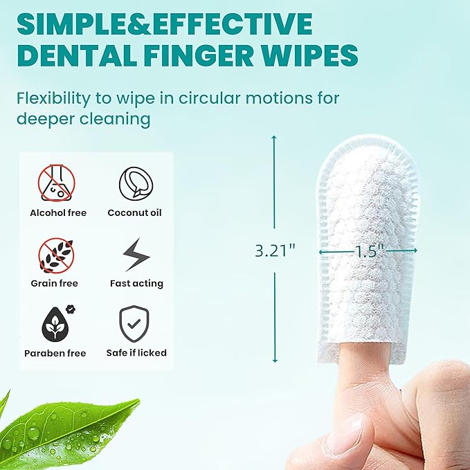 Dental Care Finger Wipes 120 Counts,Teeth Cleaning Finger Wipes for Dogs & Cats,Reduces Plaque & Supports Oral Freshness,Small Animal Stain Removers, Unscented-PawvioPets