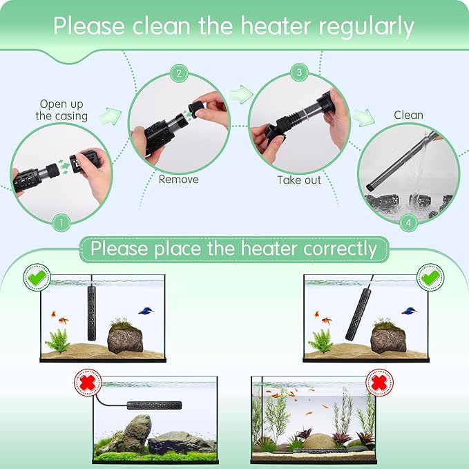 AQQA Fish Tank Heater,Aquarium Heater 50W 150W 250W 400W 500W 800W for 3-220 Gal,Set Temperature 59℉-93℉ Temperature Accuracy,Out of Water or High Temperature Automatic Power Off (50W to 3-10 gal)-PawvioPets