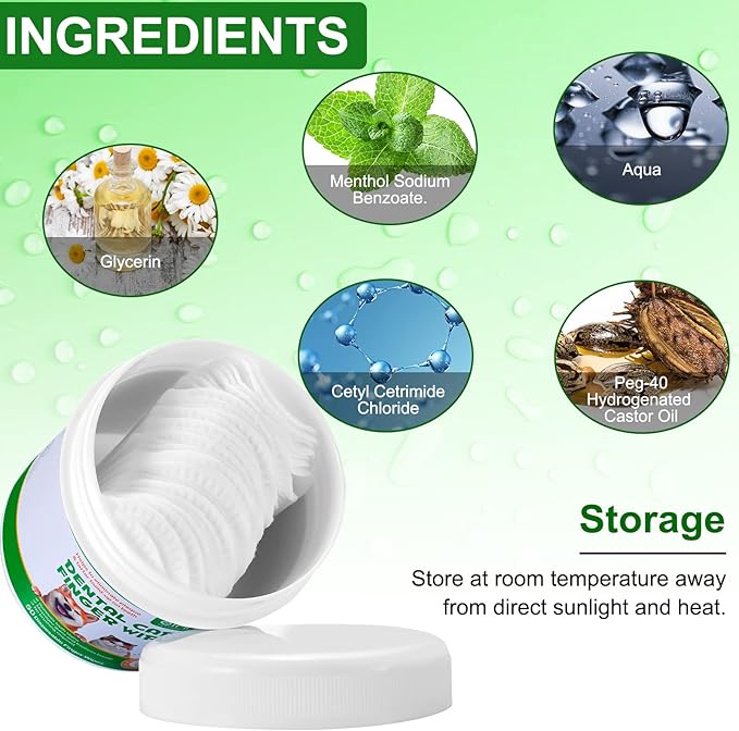 ALIVO Dental Teeth Cleaning Wipes for Dogs & Cats, Remove Bad Breath by Removing No-Rinse Dog Finger Toothbrush, Disposable Gentle Cleaning Pet Dental Care Wipes, 50pc-PawvioPets