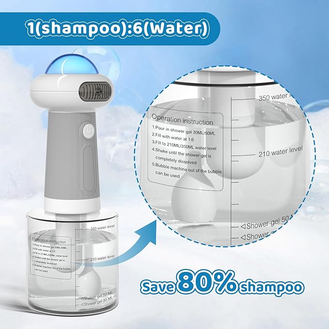 Electric Dog Shampoo Dispenser IPX7 Cat Shampoo Sprayer,Pet Bath Supplies Automatic Foaming Shampoo Dispenser for Dog Deep Cleaing Kitchen Sink Bathroom Grey-PawvioPets