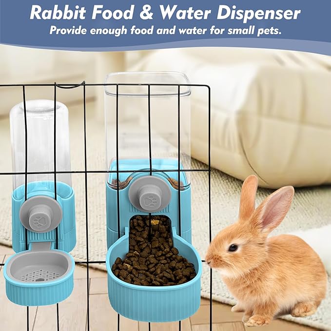 Fhiny Rabbit Water Bottle, 18oz Hanging Guinea Pig Water Bottle No Drip Gravity Bunny Water Dispenser for Cage Automatic Rabbit Waterer for Bunny Guinea Pig Chinchilla Ferret Cat Puppy-PawvioPets