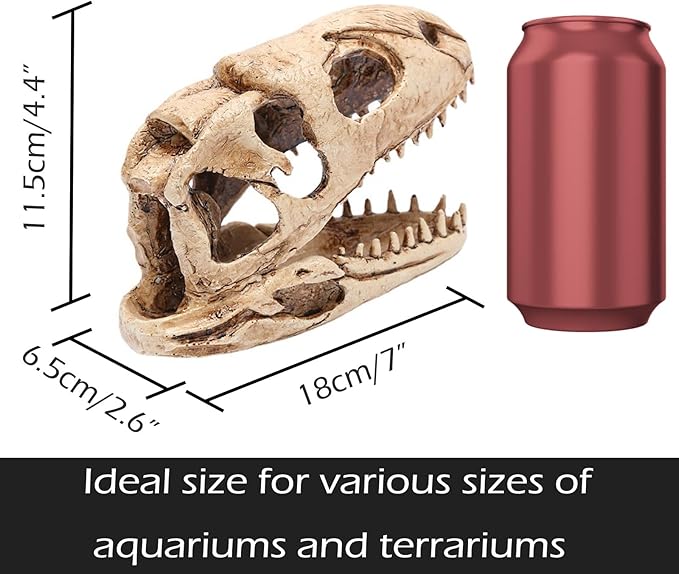 Dinosaur Animal Skull Aquarium Large Décor Cave Decorations Fish Hideout Tank Betta Tarantula Reptile Snake for Terrarium Decor Ornament Bones Halloween-PawvioPets
