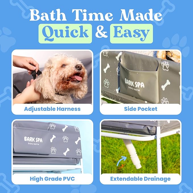 Dog Bath Tub - Free Brush & Towel – Foldable & Portable Dog Washing Station – Lightweight Dog Bath for Indoor & Outdoor Grooming – Fits in Shower or Bath-PawvioPets