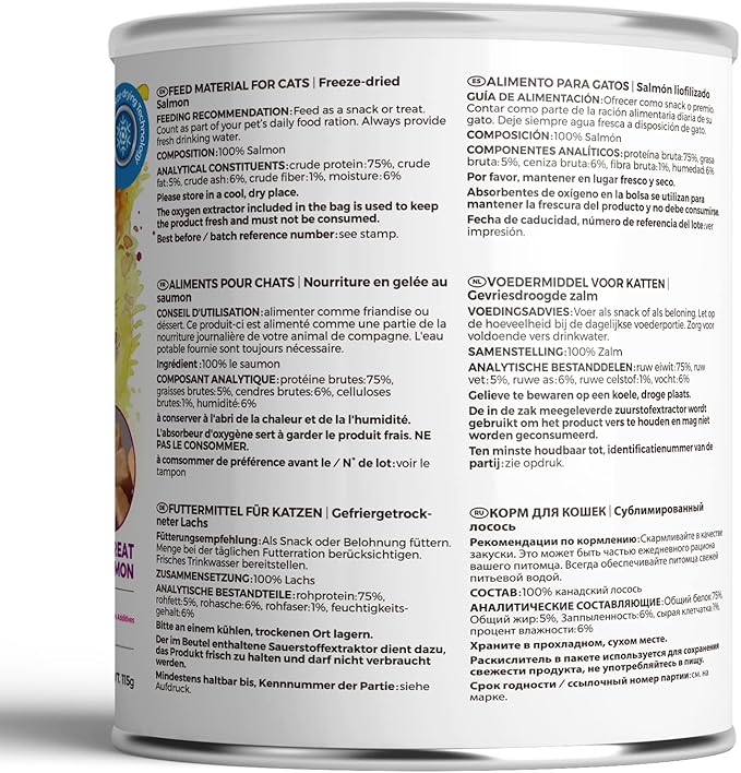 Freeze Dried Cat Treats - 100% Salmon Grain Free Raw - Natural Balance Limited Ingredient High Protein Cat Snacks 115g/4.1oz - Picky Eater Challenger-PawvioPets