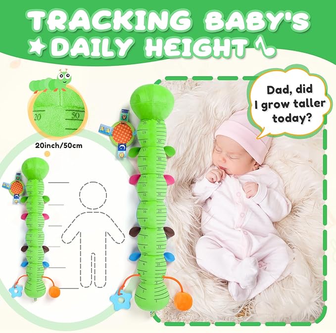 Baby Toys 0-6-12 Months,Musical Caterpillar Stuffed Animals Activity Infant Toys with Crinkle,Rattles,Mirror&Pull String,Muti-Sensory Toys Gifts for Newborn Tummy Time,Kelly Green|Leafy-PawvioPets