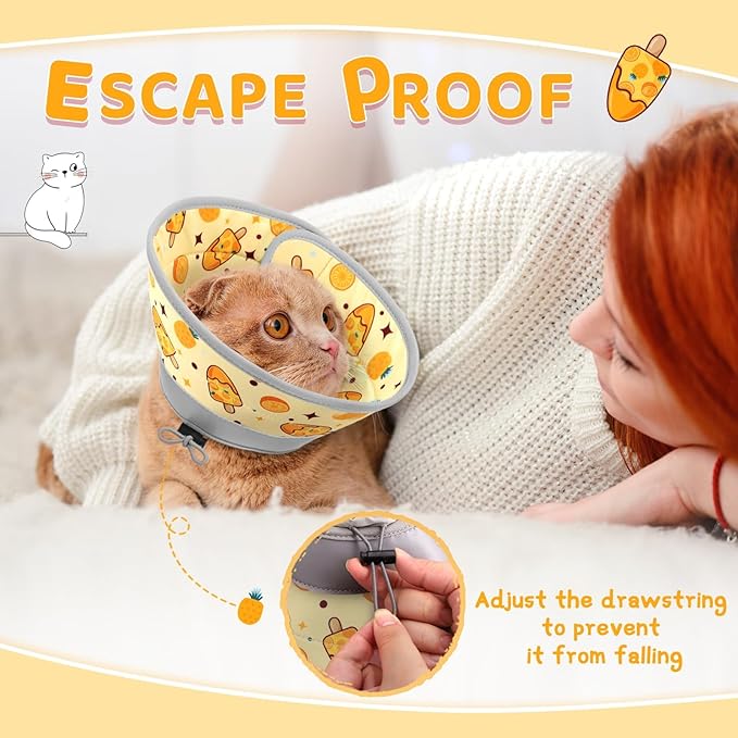 Cat Cone Collar Soft to Stop Licking, Adjustable, Foldable Lightweight Kitten Cones After Surgery Recovery for Cats & Kittens, Cat Cone Alternative (Orange, M)-PawvioPets