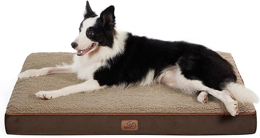Bedsure Dog Beds Large Sized Dog - Orthopedic Flat Pet Beds with Removable Washable Cover, Egg Crate Foam Puppy Mat, Suitable for Pet Up to 65 lbs-PawvioPets