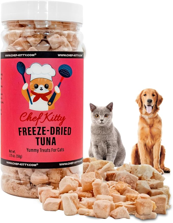 Freeze-Dried Tuna Treats for Cats & Dogs – 100% Wild Caught, Single Ingredient, High-Protein, Healthy Snack – No Additives or Preservatives – 1.7oz - Inspected & Tested in USA-PawvioPets