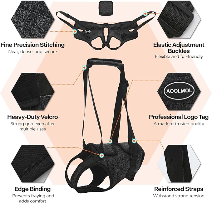 Dog Sling for Medium Large Dog Rear Leg, Lift Harness Provide Support with Muscle Atrophy and Joint Problems for Elderly Injured Arthritic Pet, Dog Weak Rear Legs Provides Rehabilitation Aid-PawvioPets