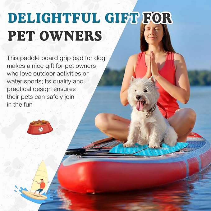 Dog Traction Pad Dog Paddle Board Kayak Accessories 21.2 x 15.3 Inch Non Slip Deck Grip Mat Surfboard Traction Good Grip EVA Foams for SUP Skimboard Paddleboard Surfboard-PawvioPets
