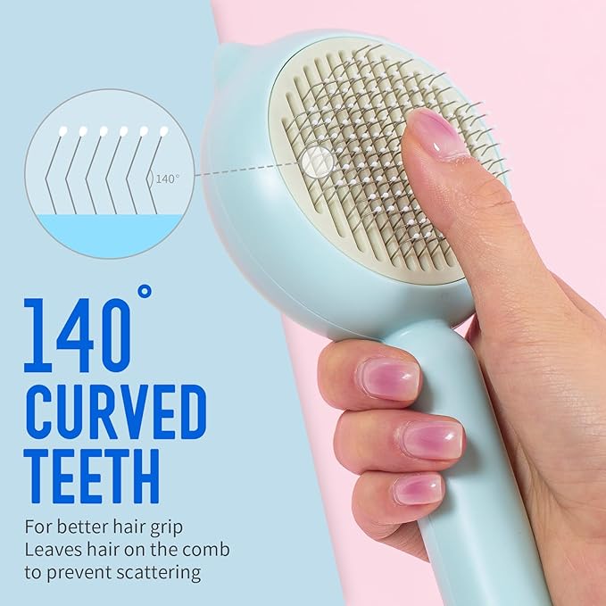 Cat Brush Dog brushes with Release Button for Shedding Grooming, suit for Long or Medium Haired Cats, Lightweight Skin Friendly Pet Brush Hair Removal Comb Brushes for Kitten-PawvioPets