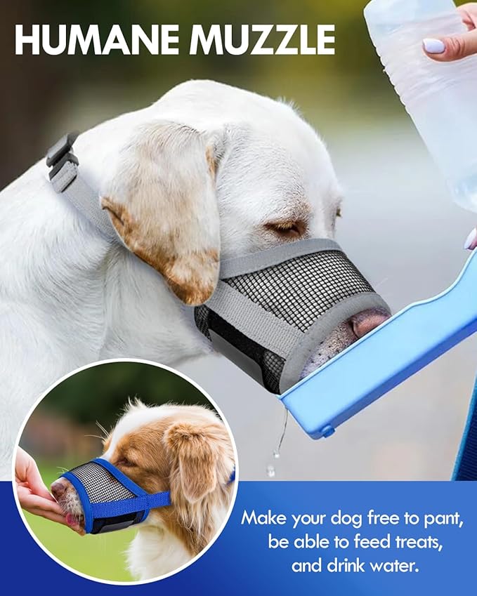 Dog Muzzle, Soft Air Mesh Muzzle for Small Medium Large Dogs Anti Biting Barking Chewing, Breathable Drinkable Adjustable Loop Pets Muzzle for German Shepherd Husky Labrador Retriever (Grey,S)-PawvioPets
