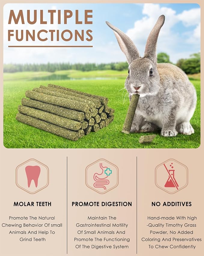 Bissap 22PCS Rabbit Chew Sticks, Mixed Natural Timothy Hay Flower Rose Dahlberg Daisy and Forget-me-not Chew Toys Treats for Bunny Chinchilla Guinea Pig Hamster and Other Small Pets Molar Snacks-PawvioPets