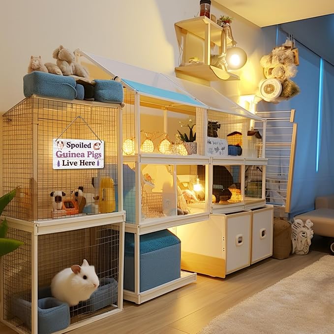 Big Hamster Ball & Guinea Pig Hideout - Stuffed Animals & Accessories for Guinea Pig Cage - 12x6 In Wooden Sign-PawvioPets