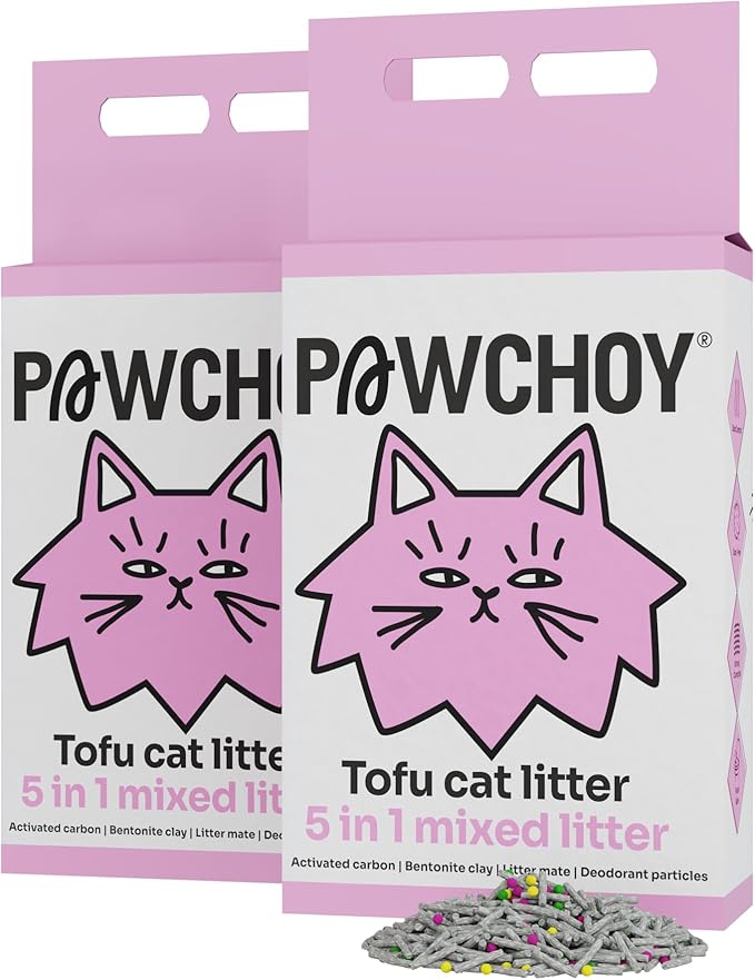 5 in 1 Mixed Cat Litter – Clumping, Flushable, Ultra Absorbent & Fast Drying | 100% Natural, Dust-Free, Low Tracking | with Activated Carbon for Superior Odor Control (5.5 lbs × 2 Bags)-PawvioPets