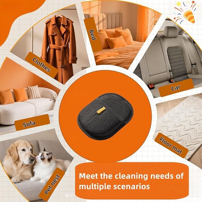 2Pcs Pet Hair Removal Gloves for Dogs and Cats, 2025 Upgraded Electrostatic Magic Hair Remover Glove,Reusable for Couch, Car Seat, Clothing, Carpet, Furniture & Bed Sheets(Black)-PawvioPets