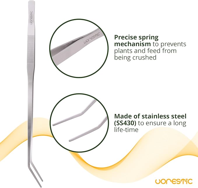 2 Pcs Heavy Duty Reptile Feeding Tongs, Aquarium Tweezers 18 Inch, Straight and Curved Extra Long Tweezers, Reptile Tongs, Aquarium Tongs, Aquarium Tweezers Extra Long-PawvioPets