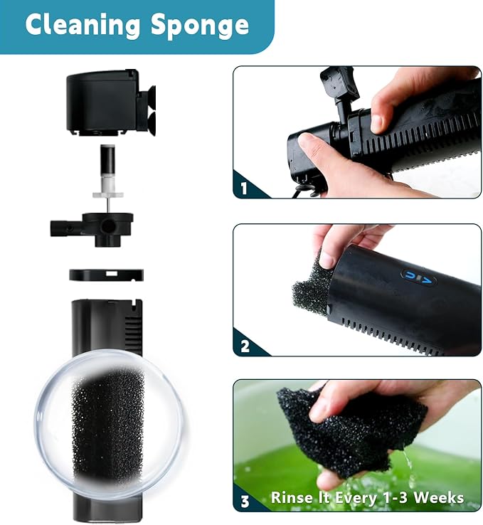 200GPH Aquarium Filter, U-V for Aquarium for 20-75 Gal Tank, Submersible Pump Filter for Green Water and Algae Clean, Ultra-Silent Green Killing Machine with Fish Tank Deodorization-PawvioPets
