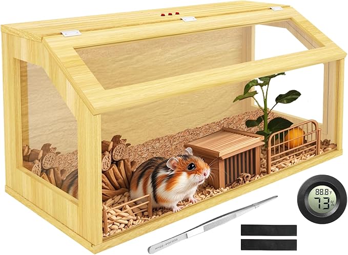 40" Large Hamster Cage, Chewproof Gerbil Cages and Habitats, Openable Top Roof Window with Silencing Pad, Wooden Guinea Pig Cage for Small Animals, Dwarf and Syrian Hamster, 40 x 20 x 20 Inches-PawvioPets