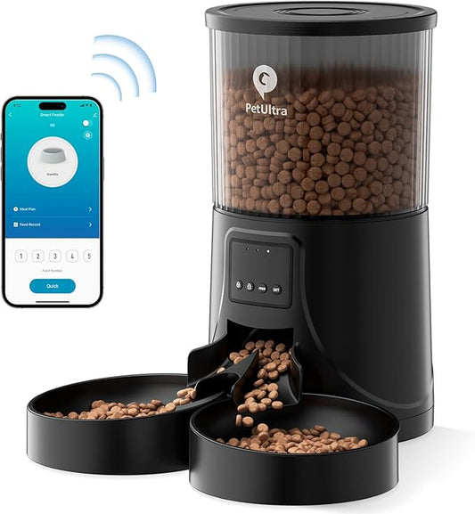 Automatic Cat Feeder for 2 Cats: 2.4Ghz WiFi Smart APP Remote Control- Timer Food Dispenser 1-10 Meals Per Day- Auto Pet Feeder for Cats and Small Dog Indoor- Detachable Clean& Dual Power-PawvioPets