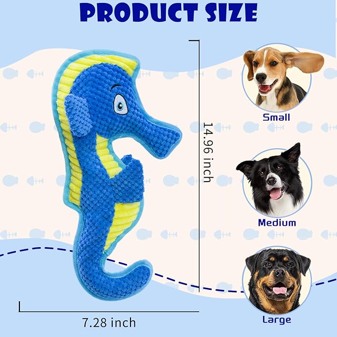 Dog Toy Squeaky Aggressive Durable Dog Toys for Dogs Chew No-Stuffed Dog Toy Interactive Hours of Fun Keep pups Busy -Green Shark,Bubble-Pressed Ultra-Soft Fabric-PawvioPets