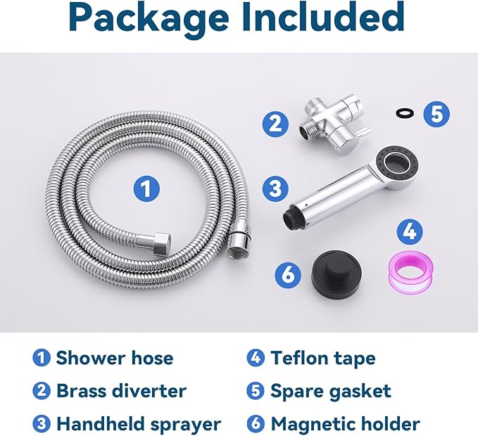 Dog Shower Attachment, 3 Mode Handheld Sprayer with ON/OFF Switch, G1/2" Metal Diverter, 100 Inches Stainless Steel Hose, No Drill Holder, for Pet and Dog Washing in Bathroom-PawvioPets