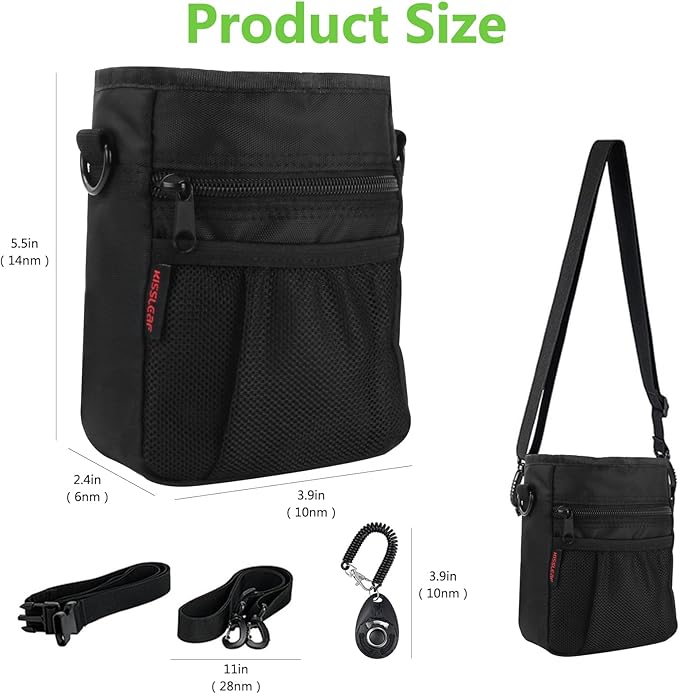 Dog Treat Pouch with Magnetic Closure, Treat Pouches for Pet Training, Large Dog Treat Training Pouch and Dog Clicker, Dog Training Treat Pouch Built-in Poop Bag Dispenser, Hands-Free Snack-PawvioPets