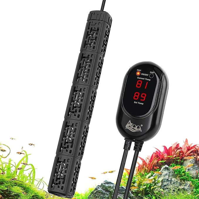 AQQA Fish Tank Heater,Aquarium Heater 50W 150W 250W 400W 500W 800W for 3-220 Gal,Set Temperature 59℉-93℉ Temperature Accuracy,Out of Water or High Temperature Automatic Power Off (400W to 50-100 gal)-PawvioPets