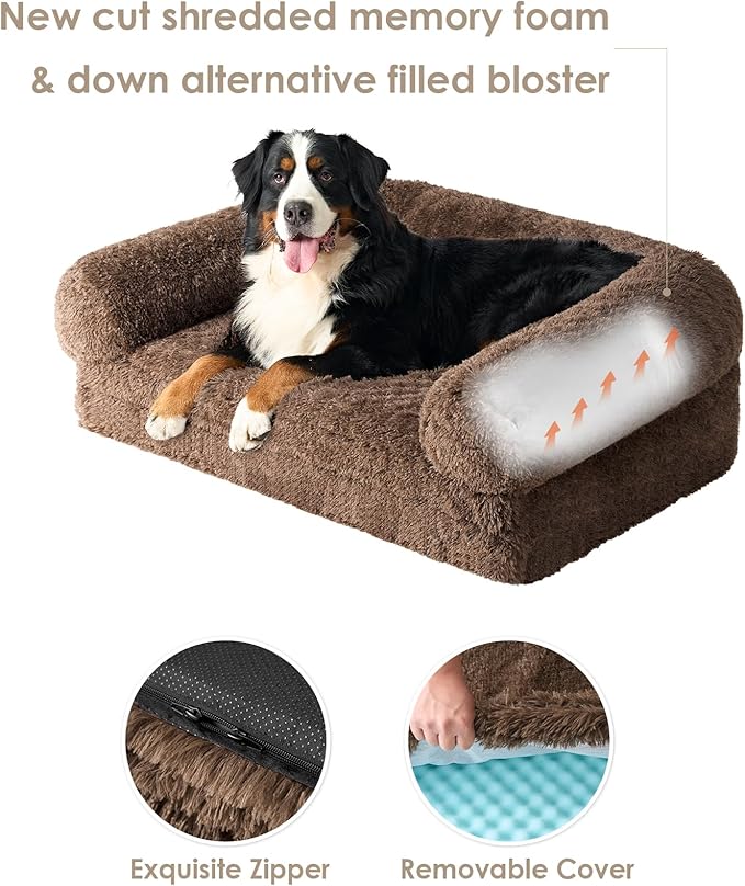 EHEYCIGA Foldable Human Dog Bed, Orthopedic Memory Foam Human Sized Dog Bed, Waterproof Pet Bed for People, Faux Fur Pet Couch for Adult, Brown, 72"x44"x11"-PawvioPets
