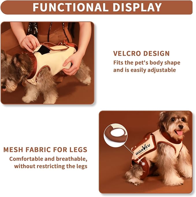 Dog Lift Harness Dog Carrier VES Harness Adjustable Leash with Small Puppy Treat Bag,Fits Most Cars,L-PawvioPets