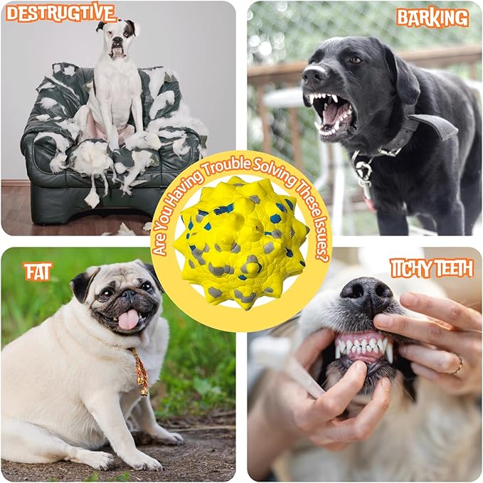Durable Interactive Dog Toys for Aggressive Chewers,Puppy Teething Toys,Floating Fetch Balls,Bouncing Chew Balls,Tennis Balls for Dogs (2 Balls)-PawvioPets