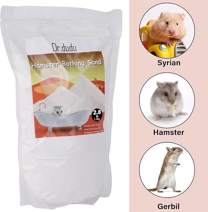 DR.DUDU Hamster Bath Sand, 2.8lb Dust Free Desert Sand or Potty Litter Sand for Hamster Chinchillas Gerbil Syrian Mice Small Animals (White)-PawvioPets