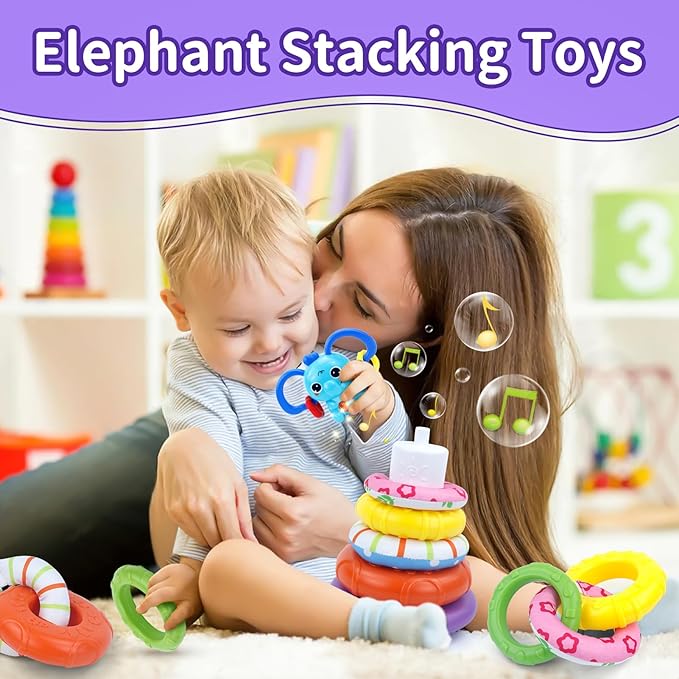 4 in 1 Baby Toys for 6 12 18 Month, Learning Toys for Babies 6-12 Months, Busy Cube, Stacking Sorter, Piano Xylophone Pull String Travel Toy, Birthday Gifts for Toddlers 1 2 Years Old-PawvioPets