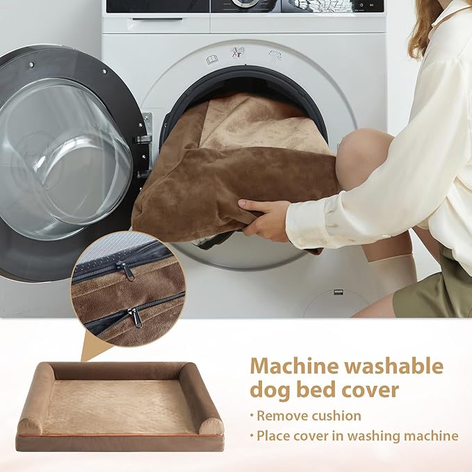 BFPETHOME Extra Large Dog Bed, Washable, Large Dog Bed with Removable Cover, Waterproof Lining and Non-Slip Bottom,Egg-Crate Foam Pet Sofa Bed-PawvioPets