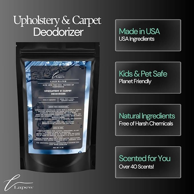 Cold Water Carpet Freshener Powder 16 oz | Powerful Odor Eliminator for Home | Upholstery Deodorizer | Carpet Deodorizer | Pet Urine | Cat Litter Box | Cold Water Fragrance.-PawvioPets